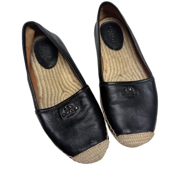 Coach Rhodelle Black Leather Espadrilles – Women’s Size EU 38 / US 8 – Pre-Owned - Picture 9 of 11